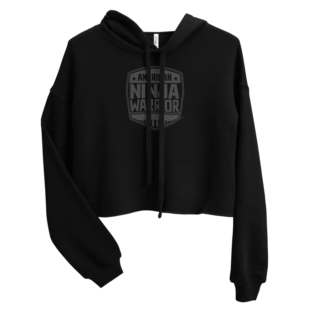 American Ninja Warrior Grey Logo Women's Fleece Crop Hoodie
