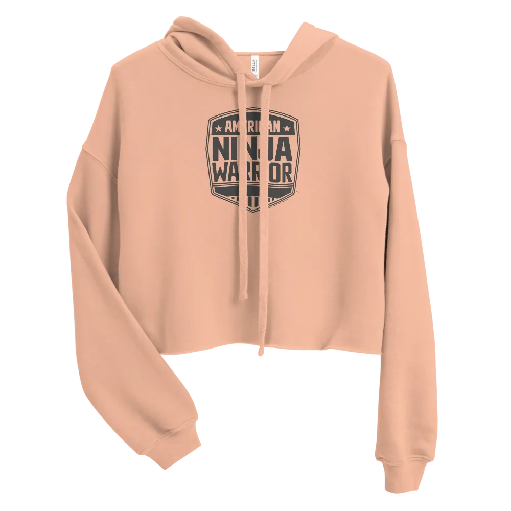 American Ninja Warrior Grey Logo Women's Fleece Crop Hoodie
