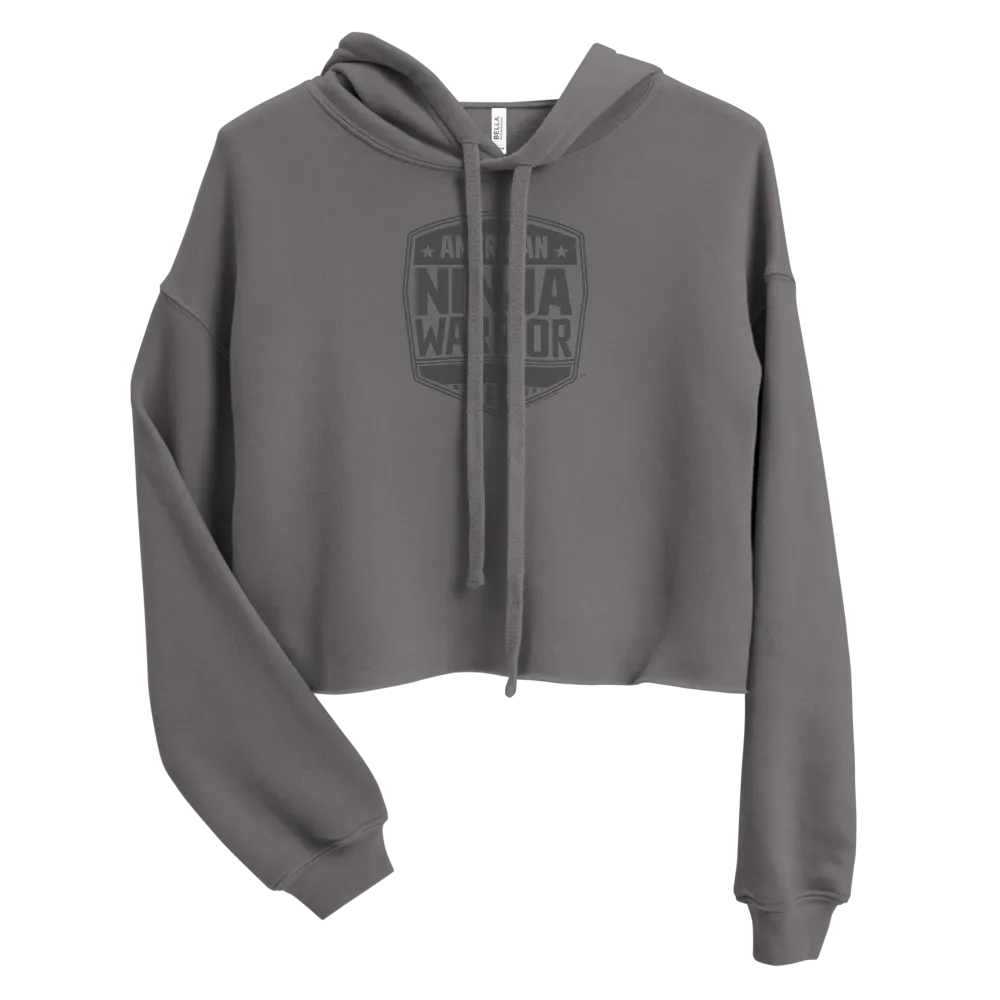 American Ninja Warrior Grey Logo Women's Fleece Crop Hoodie