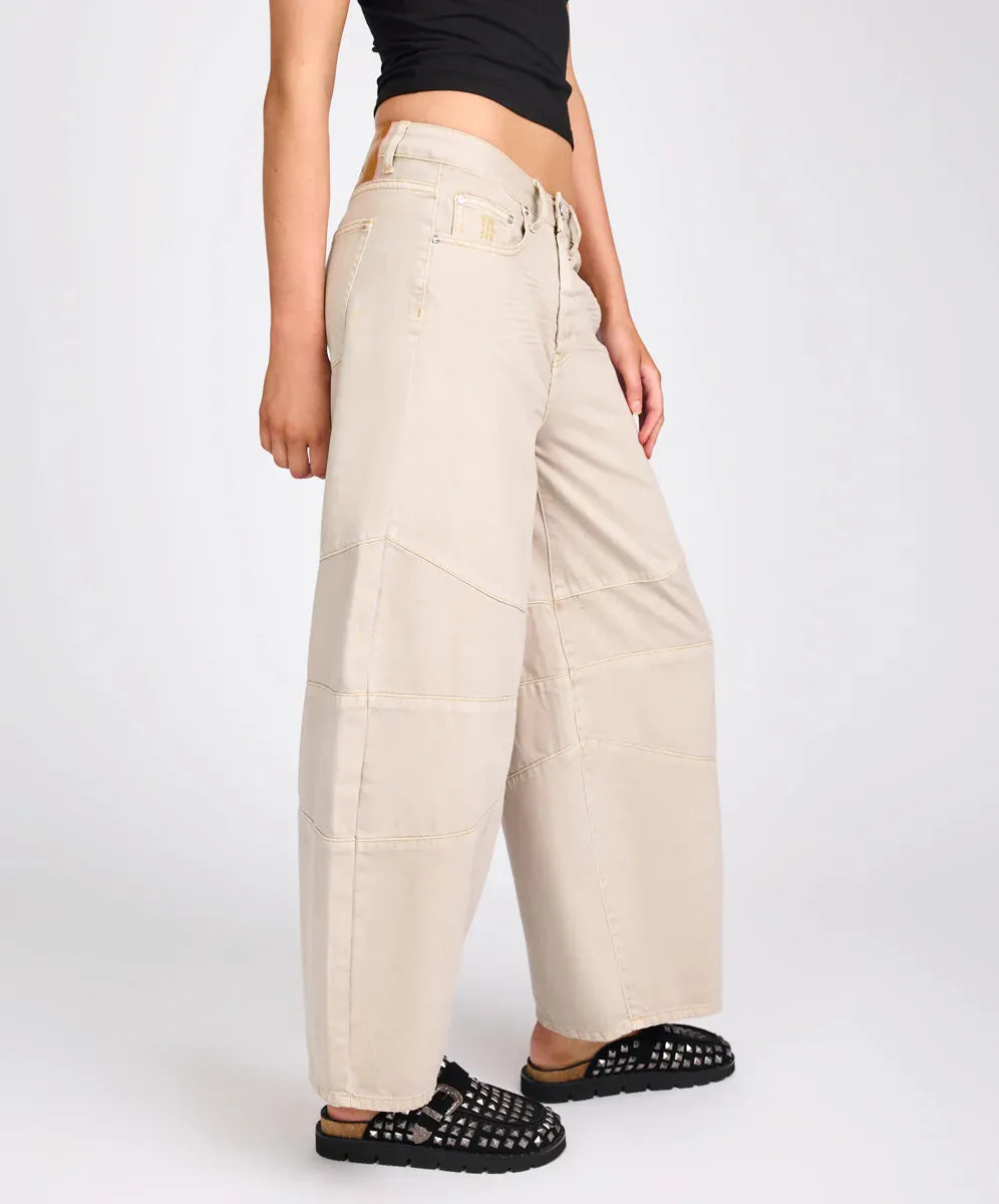 Barrel Mid Waist Wide Leg Denim Jeans - Stone Colour -One Teaspoon