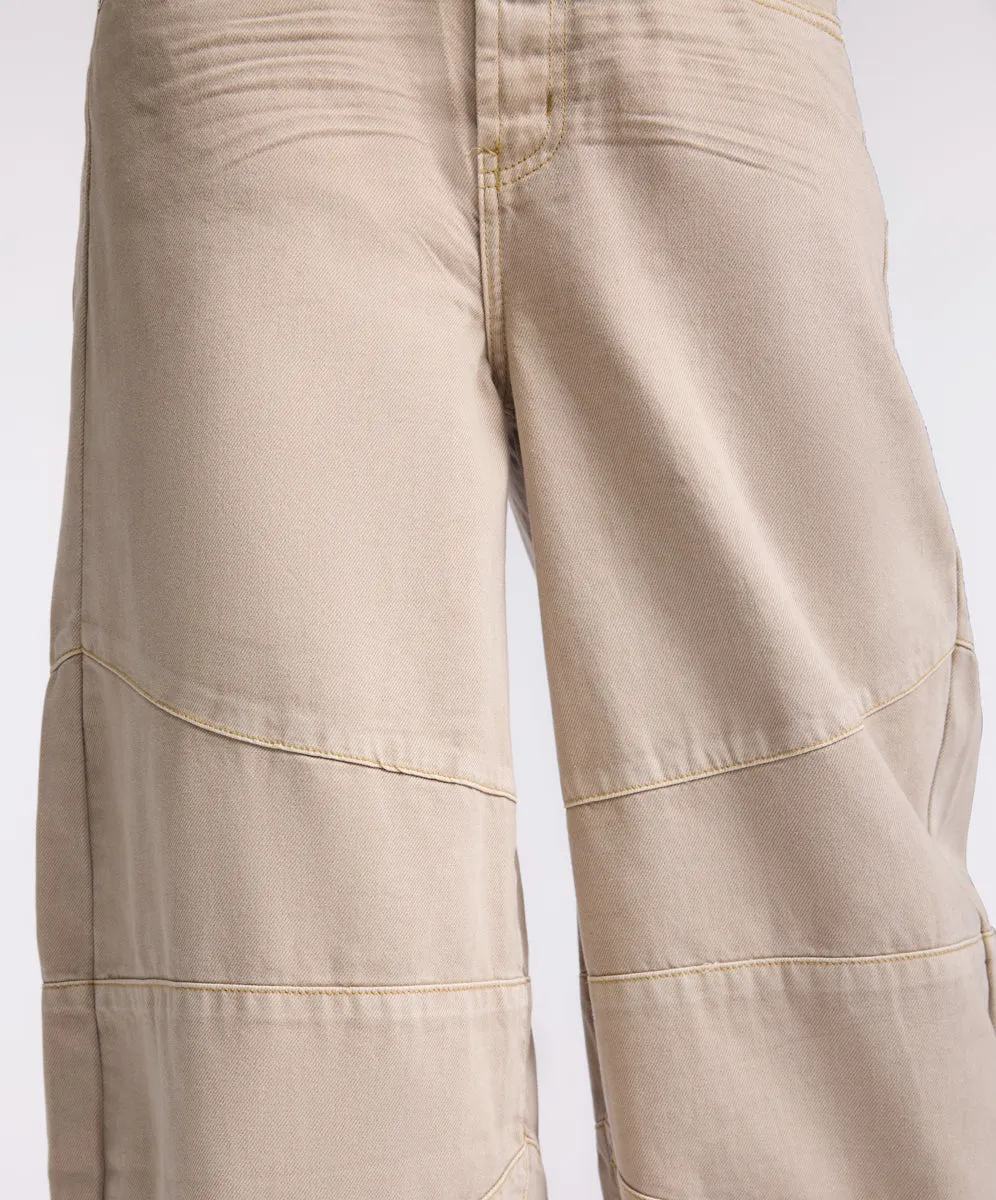 Barrel Mid Waist Wide Leg Denim Jeans - Stone Colour -One Teaspoon