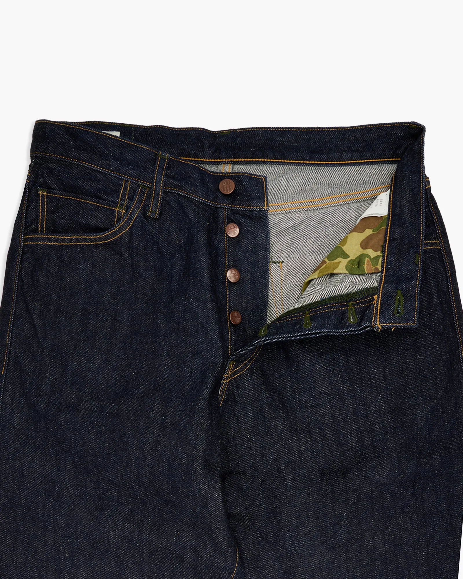 Big John Green Label M1011RC Wild Duck Yoshi Denim Wide Straight Selvedge Jeans - Indigo Onewash