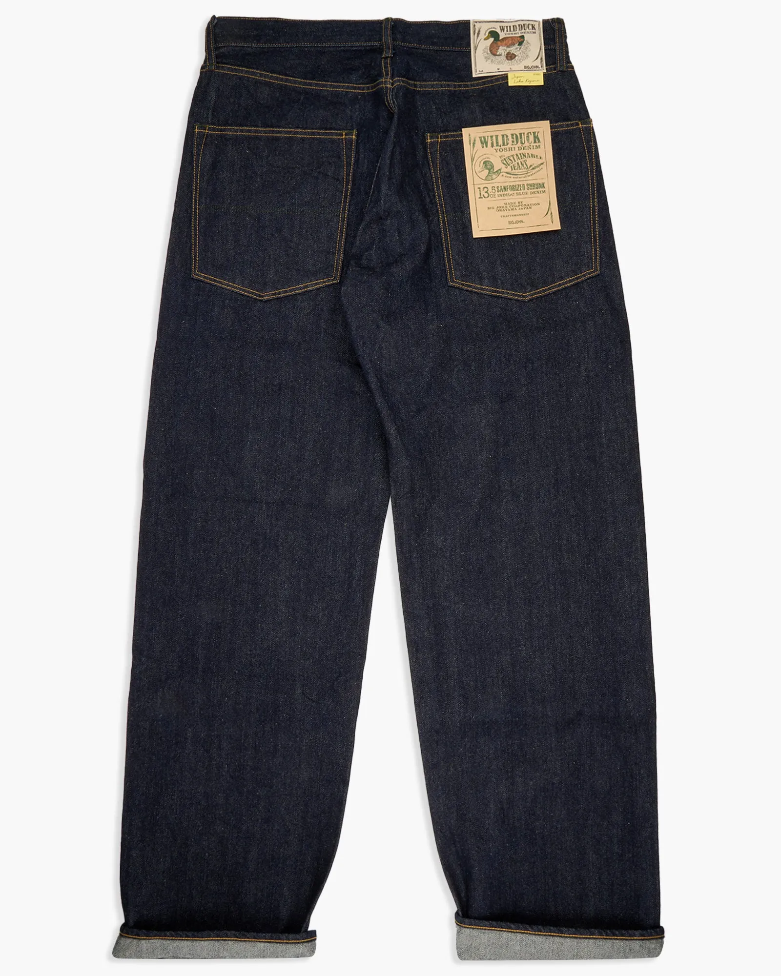 Big John Green Label M1011RC Wild Duck Yoshi Denim Wide Straight Selvedge Jeans - Indigo Onewash