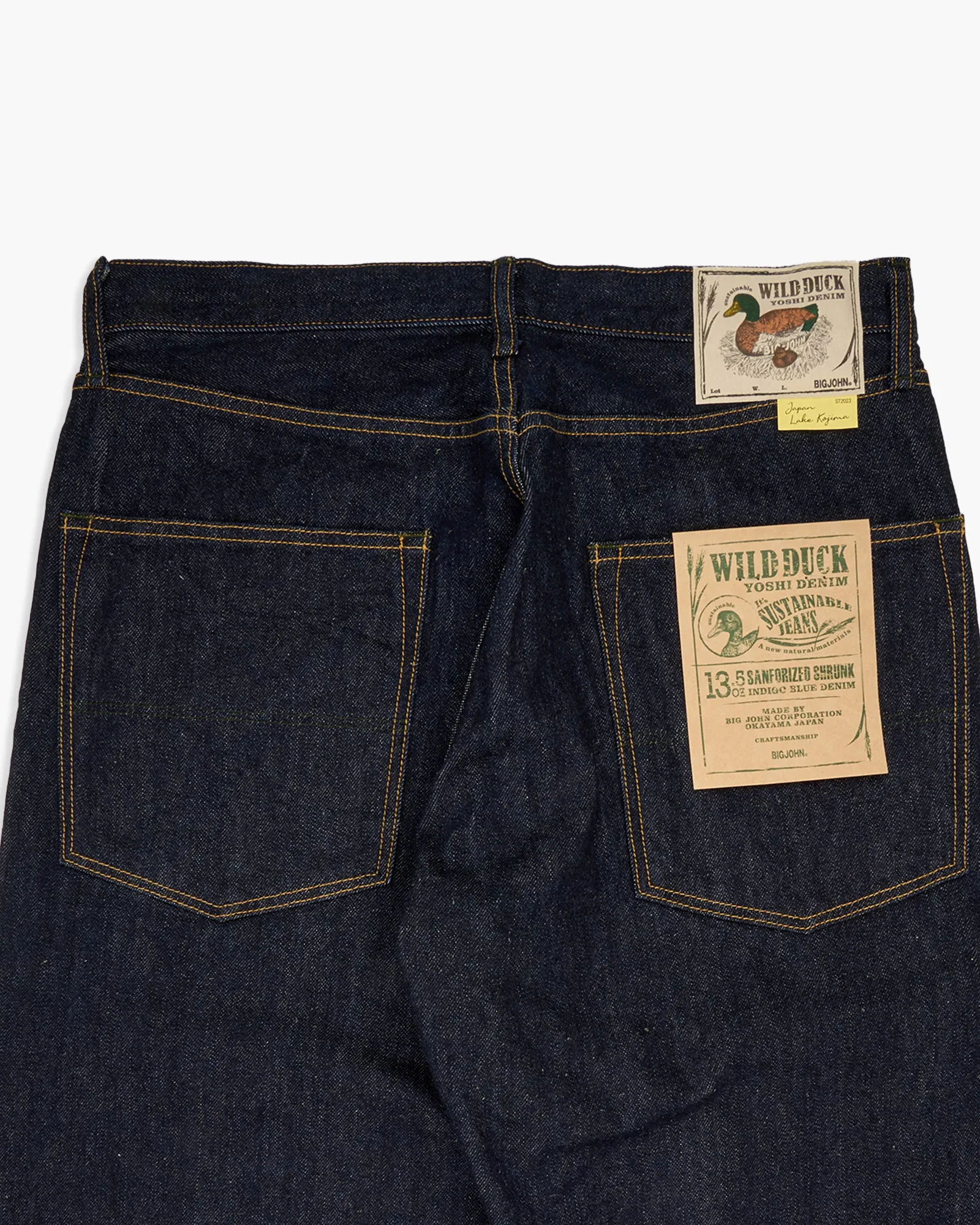 Big John Green Label M1011RC Wild Duck Yoshi Denim Wide Straight Selvedge Jeans - Indigo Onewash