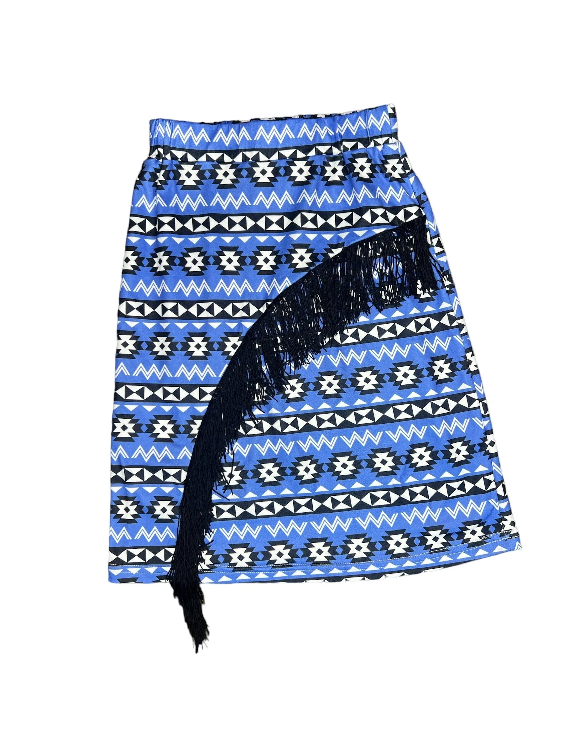 Blue Aztec Long 3/4 Fringe Skirt Kid (6-7)