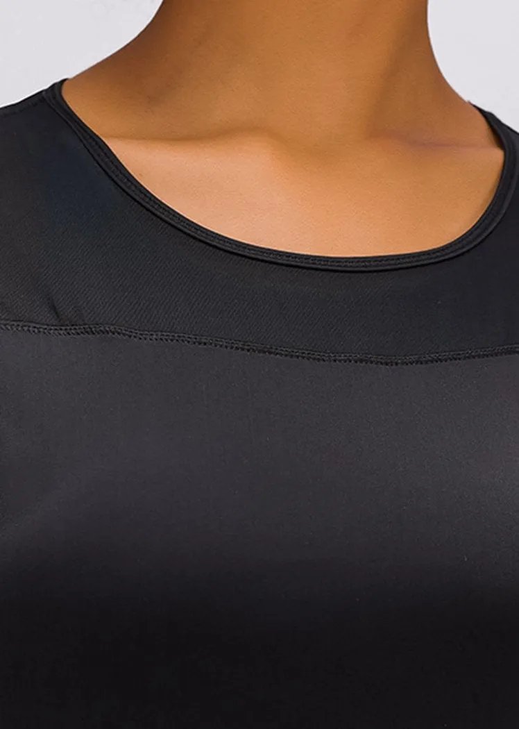 Breathable Cutout Back Short Sleeve Round Neck Yoga Tops