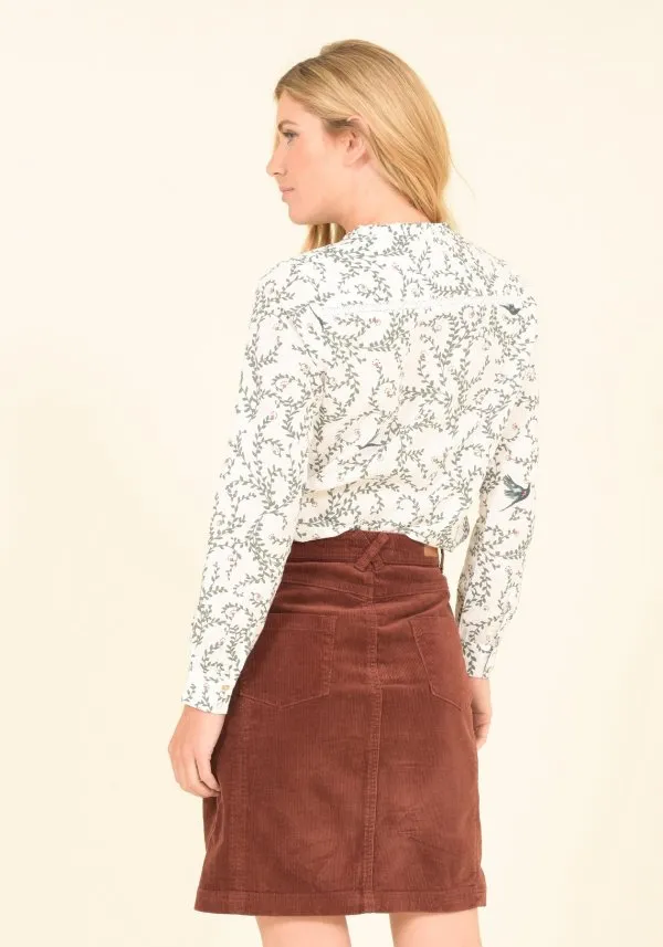 Button Cord Skirt in Burnt Orange