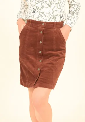 Button Cord Skirt in Burnt Orange