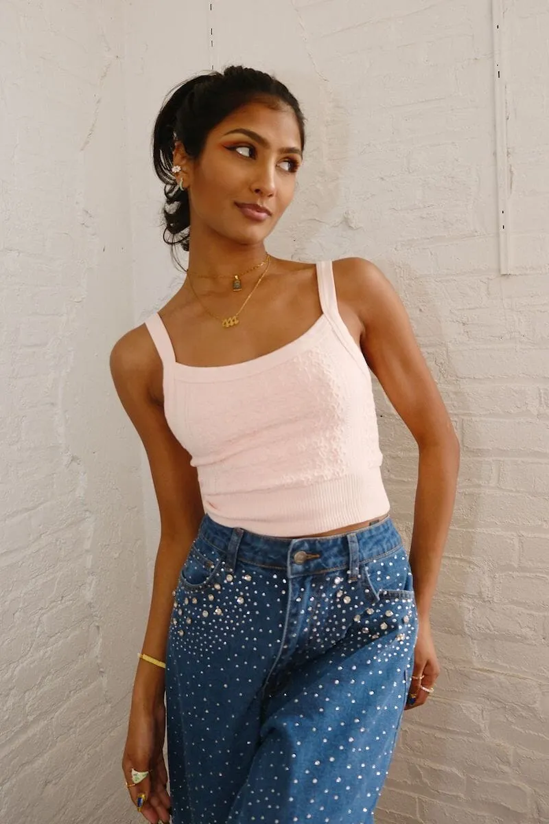 Cassia Floral Lace Ribbed Crop Top