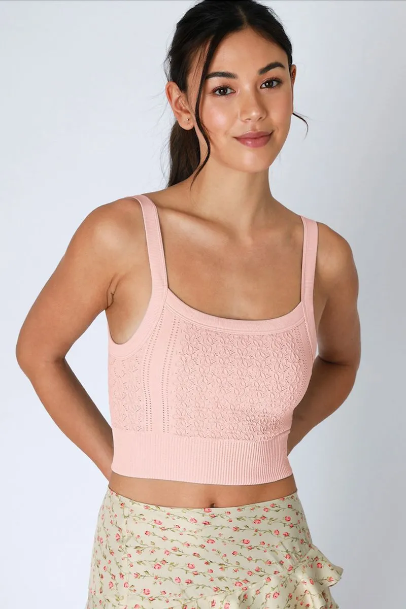 Cassia Floral Lace Ribbed Crop Top
