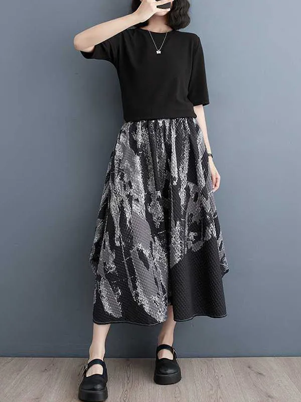 CHICMY-Graduation gift, graduation evening dress Printed Elasticity Loose Skirts Bottoms