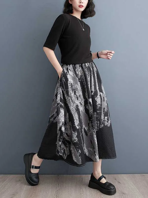 CHICMY-Graduation gift, graduation evening dress Printed Elasticity Loose Skirts Bottoms