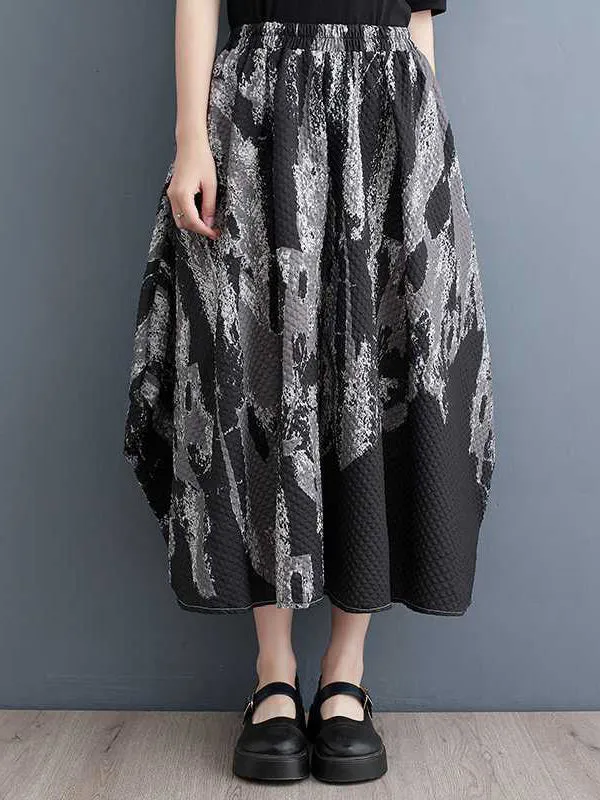 CHICMY-Graduation gift, graduation evening dress Printed Elasticity Loose Skirts Bottoms
