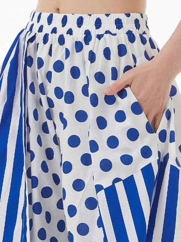Chicmy-Polka-Dot Split-Joint Striped High Waisted Loose Skirts Bottoms