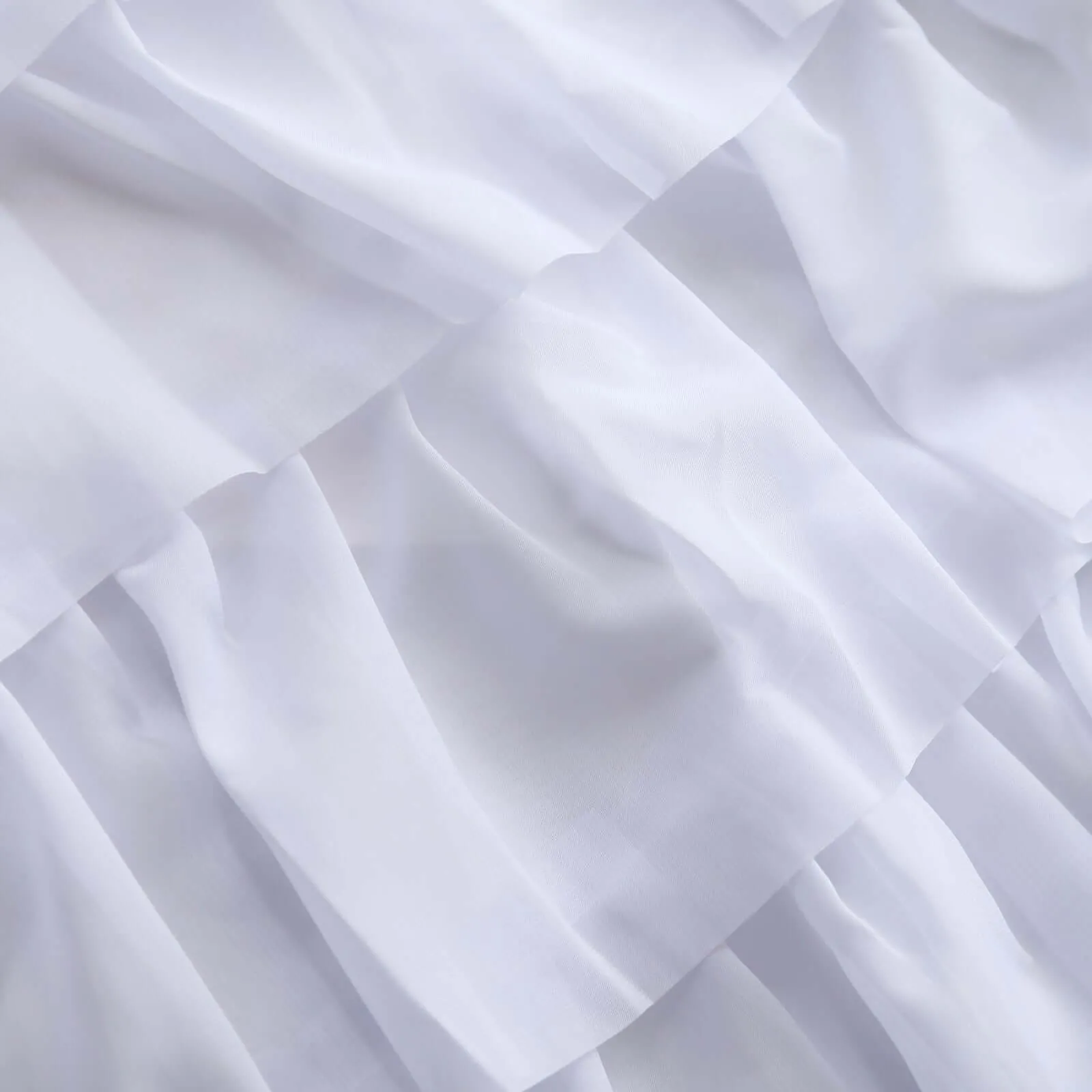 Chiffon Table Skirt 14ft White Ruffled Tutu - Stylish 5-Tier Ombre Table Cover with Satin Backing for Whimsical Birthdays, Baby Showers & Parties