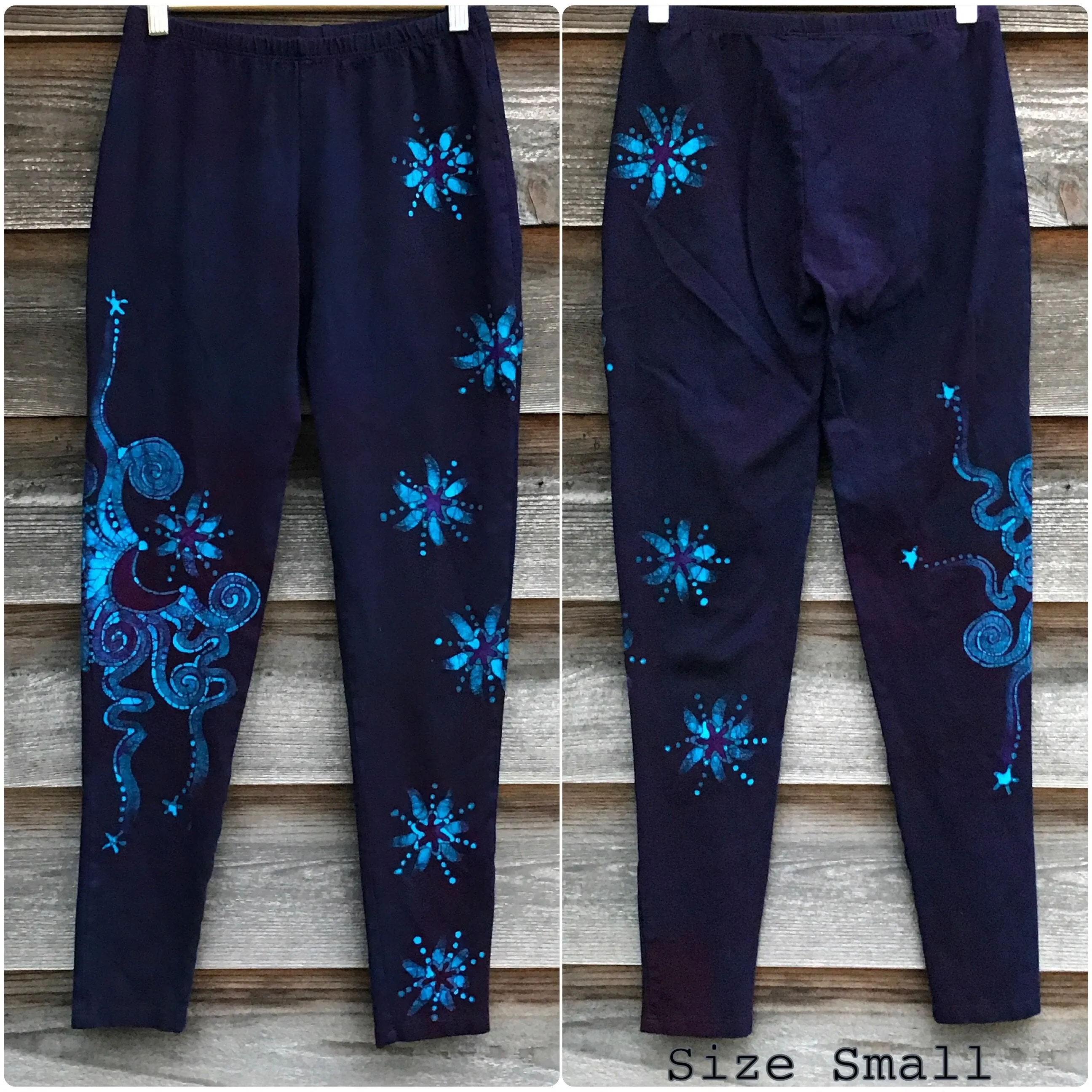 Deep Purple and Turquoise Moon & Star Batik Leggings