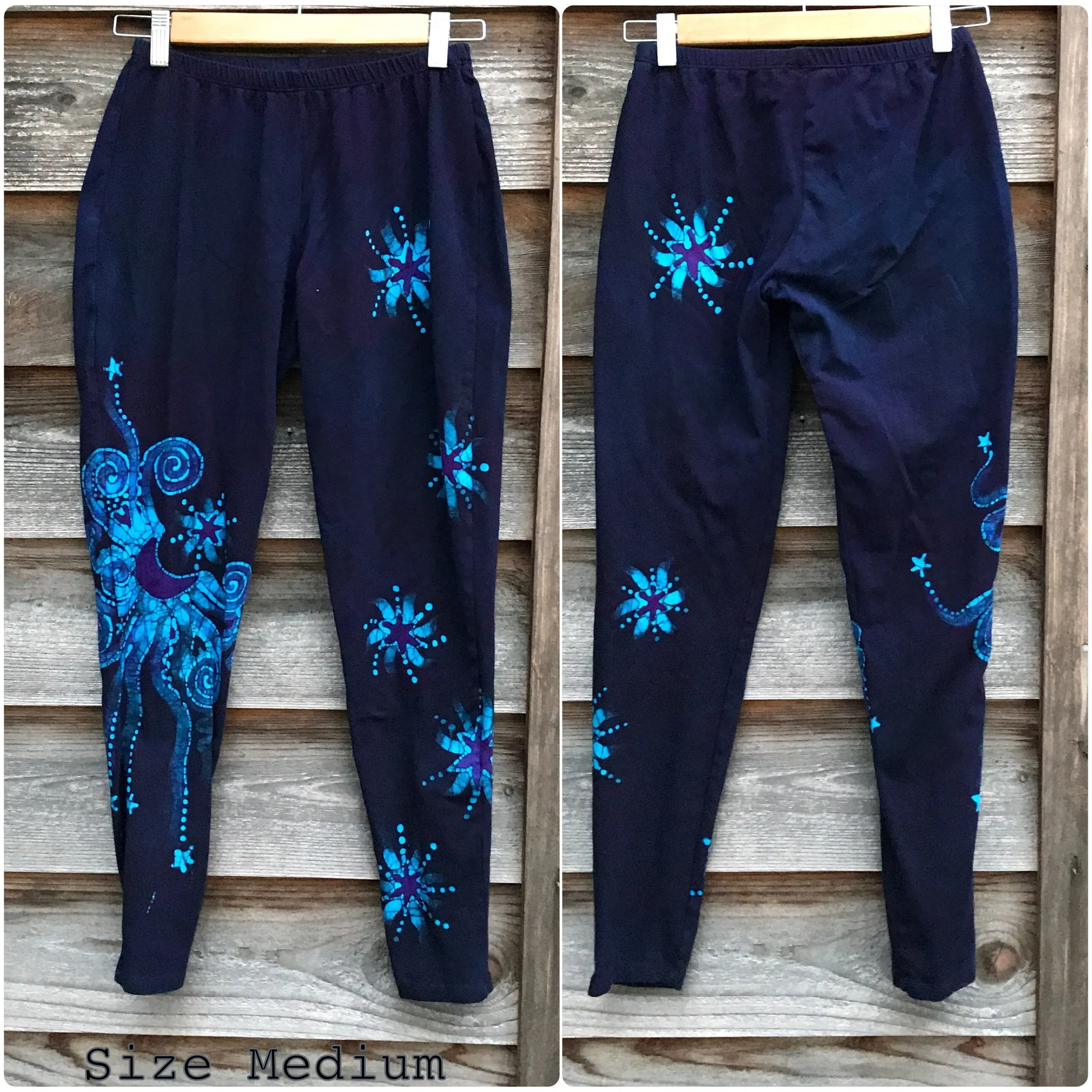 Deep Purple and Turquoise Moon & Star Batik Leggings