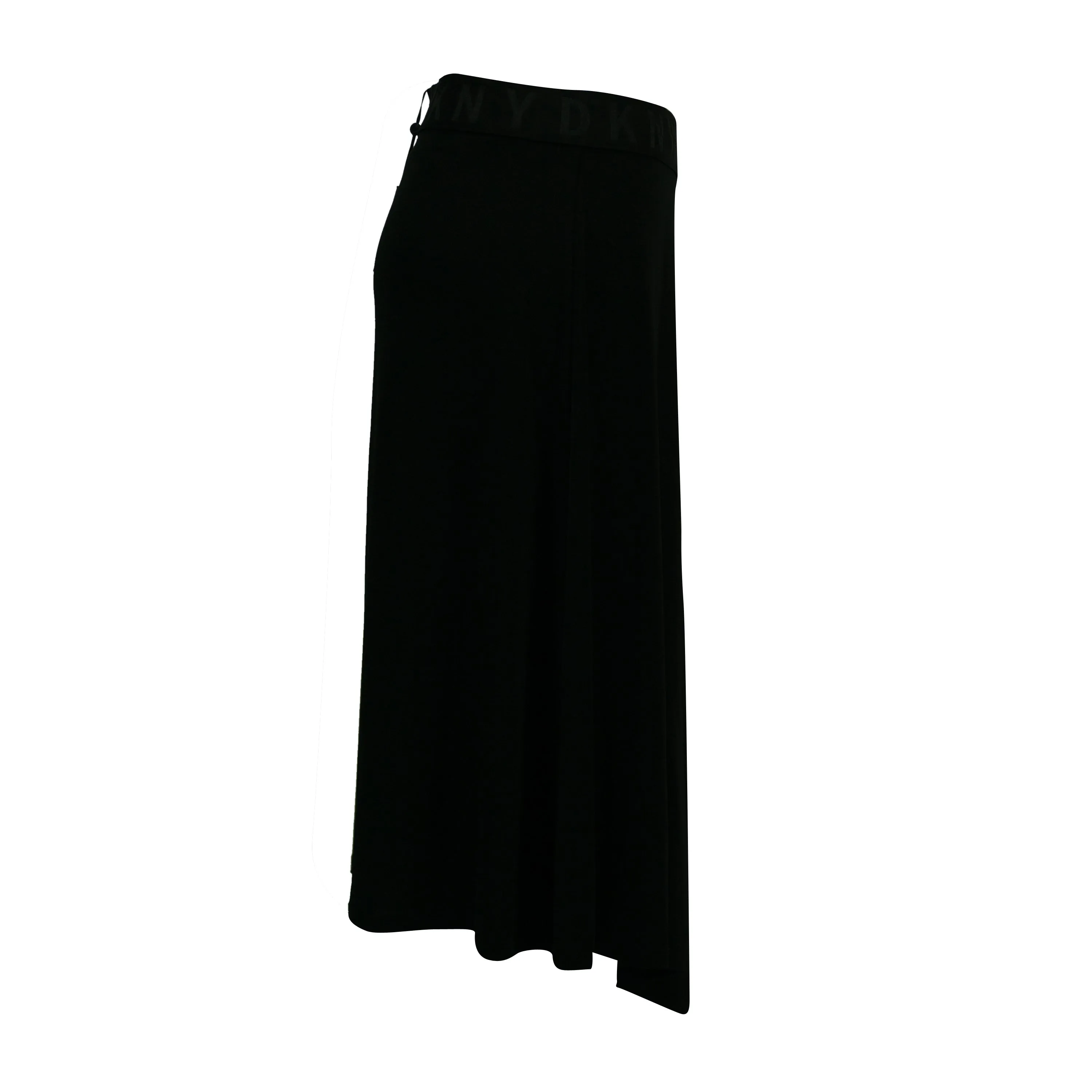 DKNY Women's Asymmetrical Overlay Jersey Stretch Skirt Black Size Large