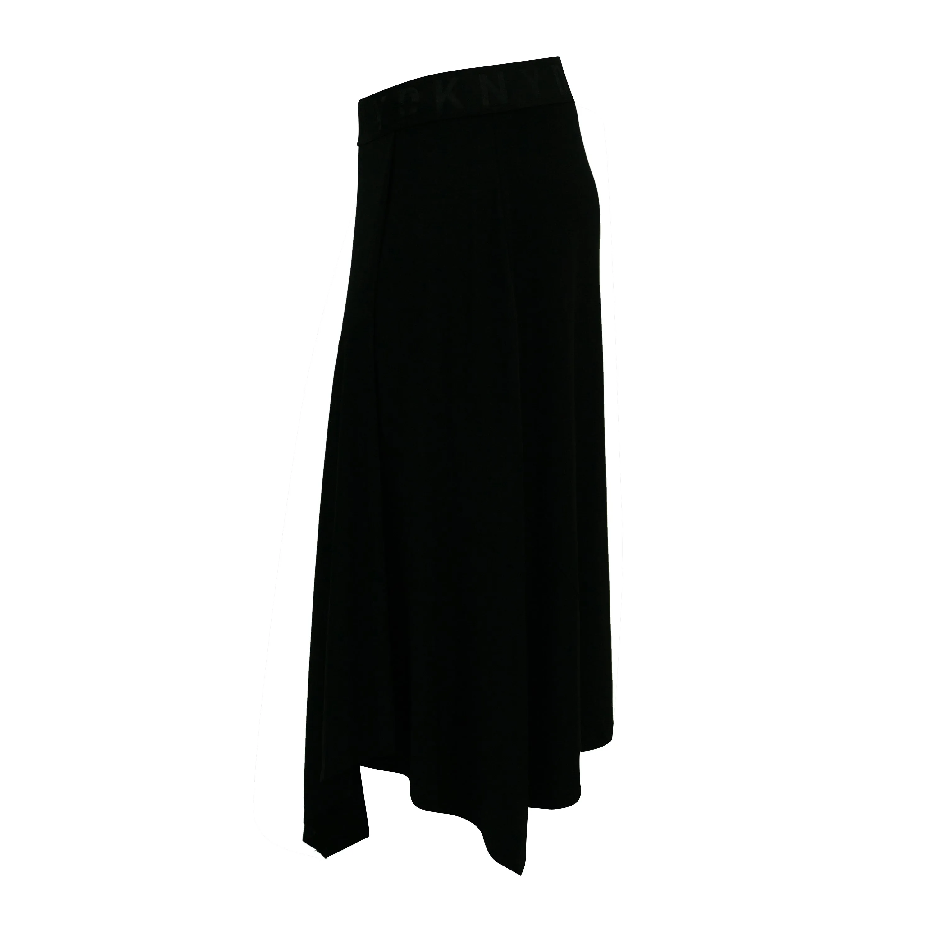 DKNY Women's Asymmetrical Overlay Jersey Stretch Skirt Black Size Large