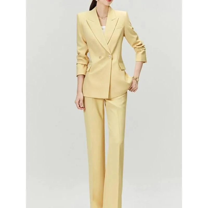 Elegant Yellow Office Pantsuit