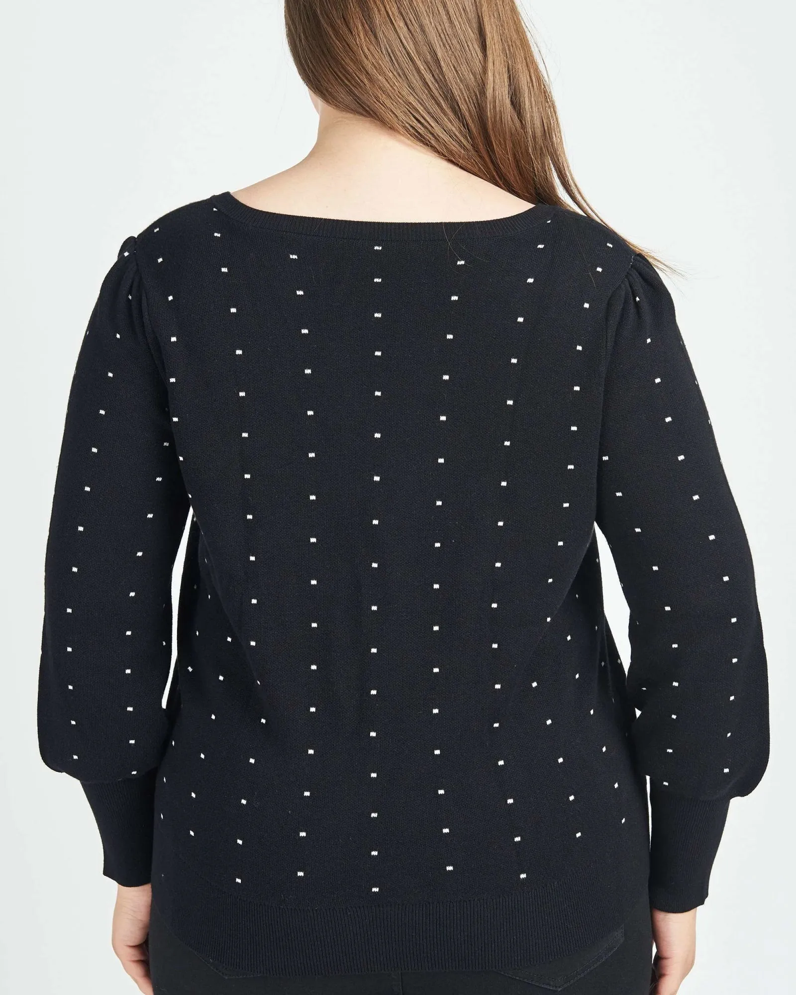 Keily Polka-Dot Pullover Sweater | L916 BLACK