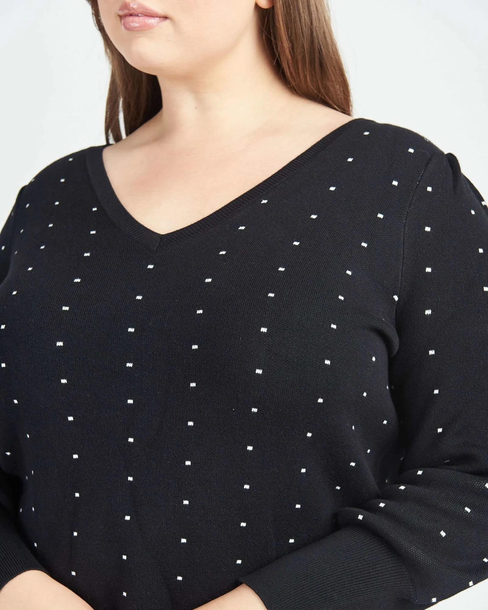 Keily Polka-Dot Pullover Sweater | L916 BLACK