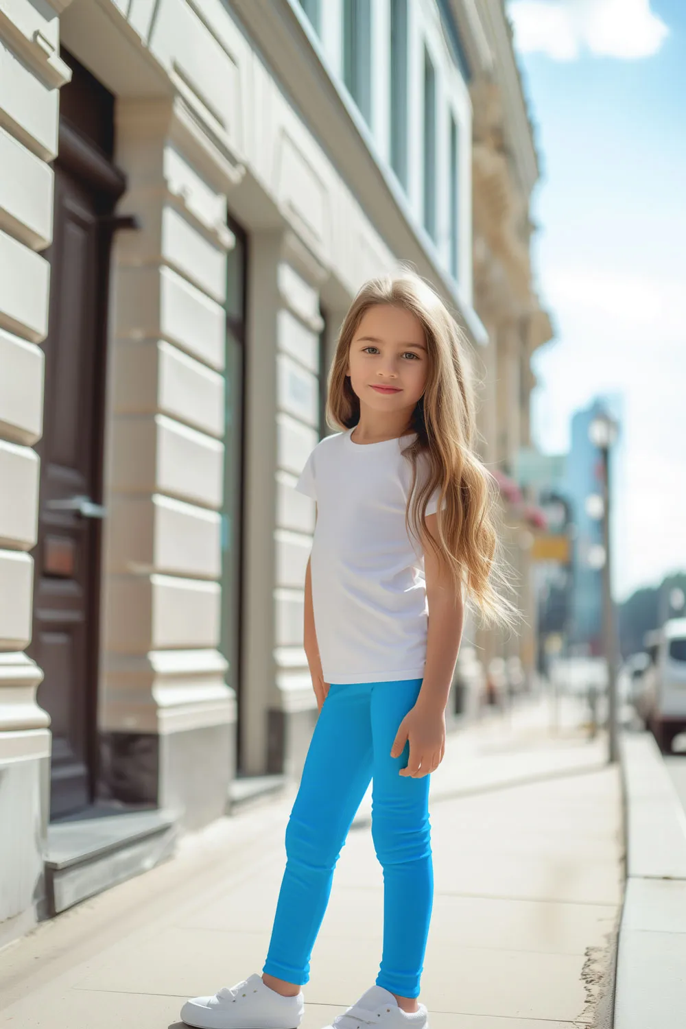 Light Blue UV 50  Lucy Recyclable Cute Stretchy Leggings - Kids