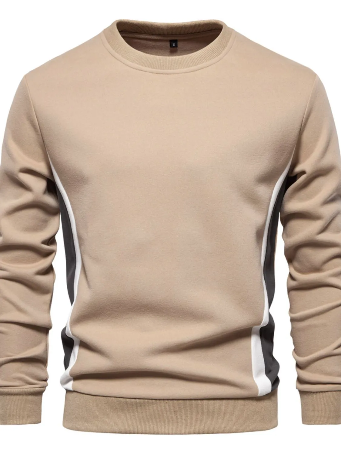 Men's Side Striped Contrast Round Neck Sweatshirt