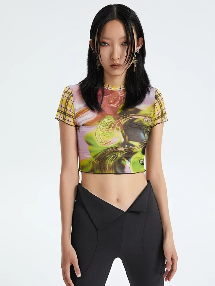 Mesh Stretch Tight Breathable Short Sleeve Top