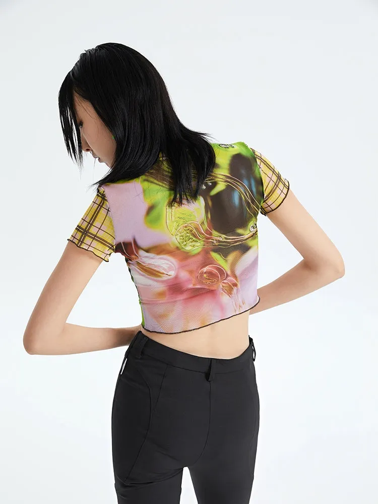 Mesh Stretch Tight Breathable Short Sleeve Top