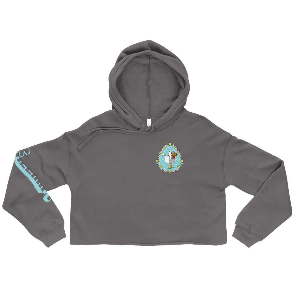 Minecraft Flower Chicken Women's Fleece Crop Hooded Sweatshirt