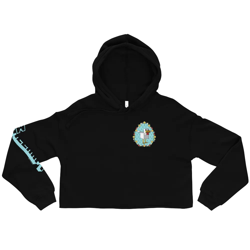 Minecraft Flower Chicken Women's Fleece Crop Hooded Sweatshirt