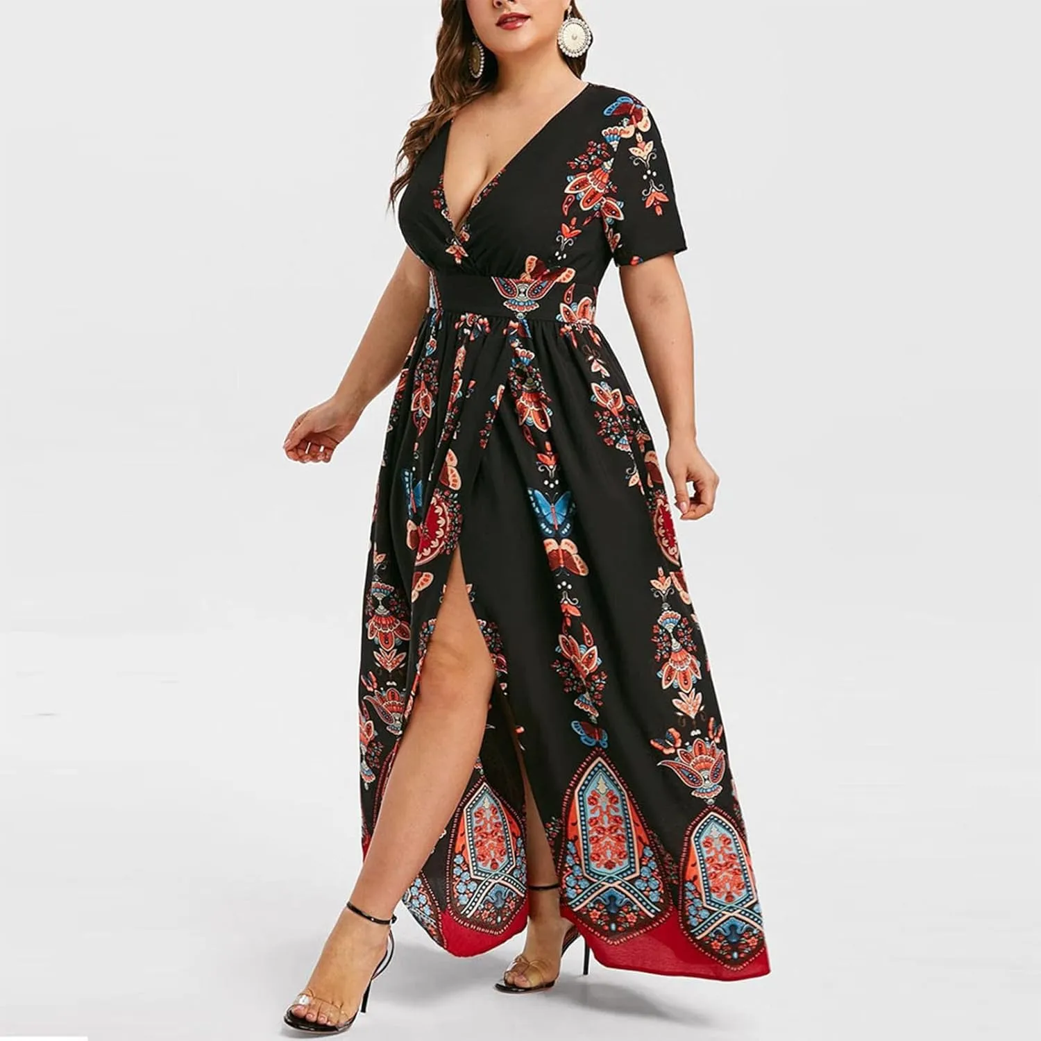 Plus Size Dresses for Women 2024 Spring Summer Fashion Floral Boho Maxi Dress Flowy Bodycon Wedding Guest Sundress