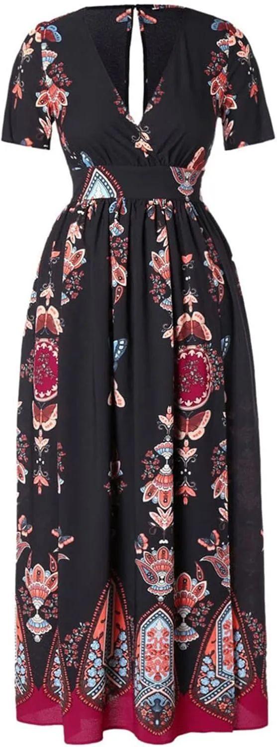 Plus Size Dresses for Women 2024 Spring Summer Fashion Floral Boho Maxi Dress Flowy Bodycon Wedding Guest Sundress