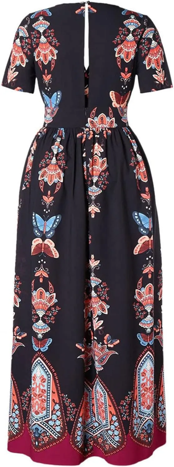 Plus Size Dresses for Women 2024 Spring Summer Fashion Floral Boho Maxi Dress Flowy Bodycon Wedding Guest Sundress