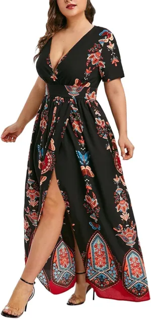 Plus Size Dresses for Women 2024 Spring Summer Fashion Floral Boho Maxi Dress Flowy Bodycon Wedding Guest Sundress