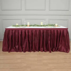 Polyester Table Skirt 14ft Burgundy - Stylish Pleated Table Cover