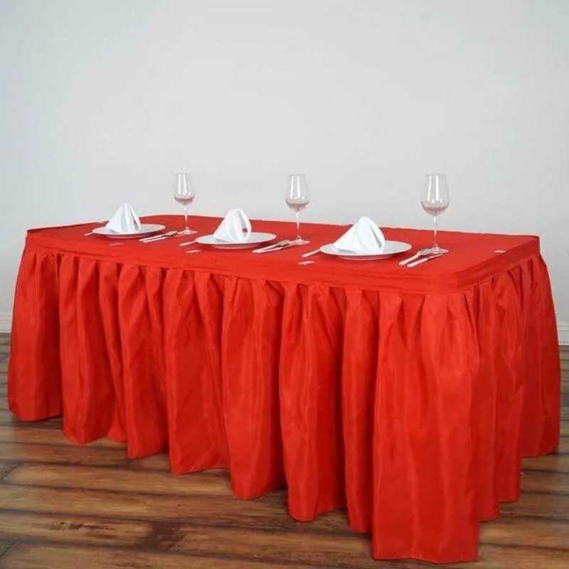 Polyester Table Skirt 14ft Red - Stylish Pleated Table Cover