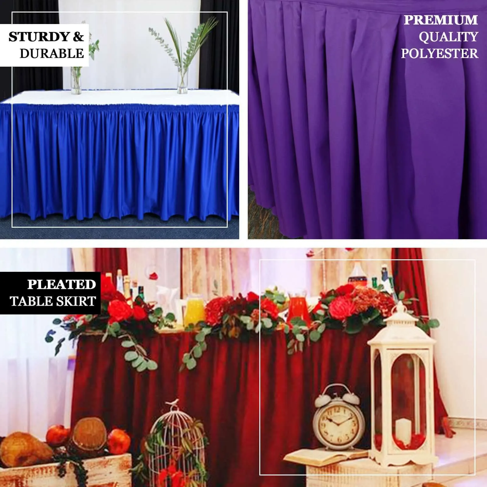 Polyester Table Skirt 14ft Red - Stylish Pleated Table Cover