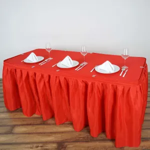 Polyester Table Skirt 14ft Red - Stylish Pleated Table Cover