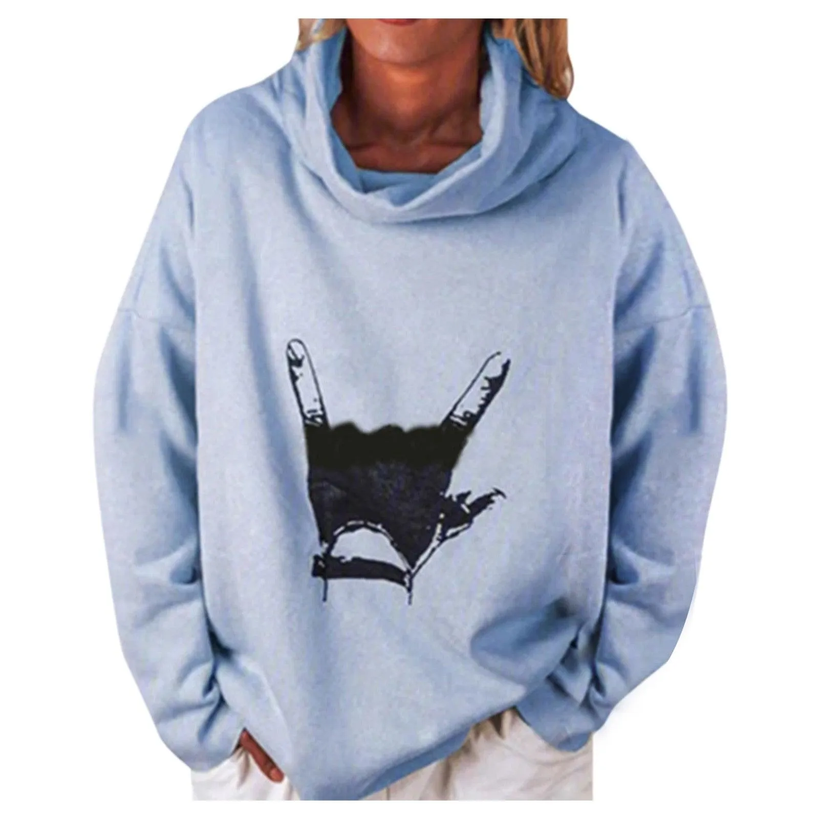 Printed loose-fit women's sweater