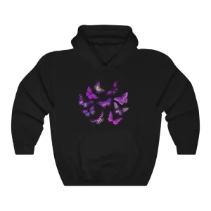 Pullover Hoodies-Vintage Purple Butterfly Hoodie 103