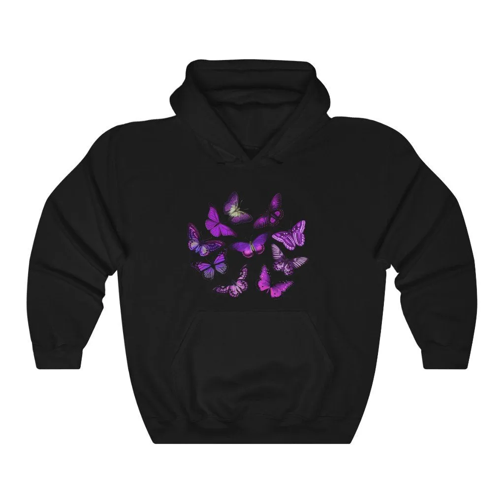 Pullover Hoodies-Vintage Purple Butterfly Hoodie 103