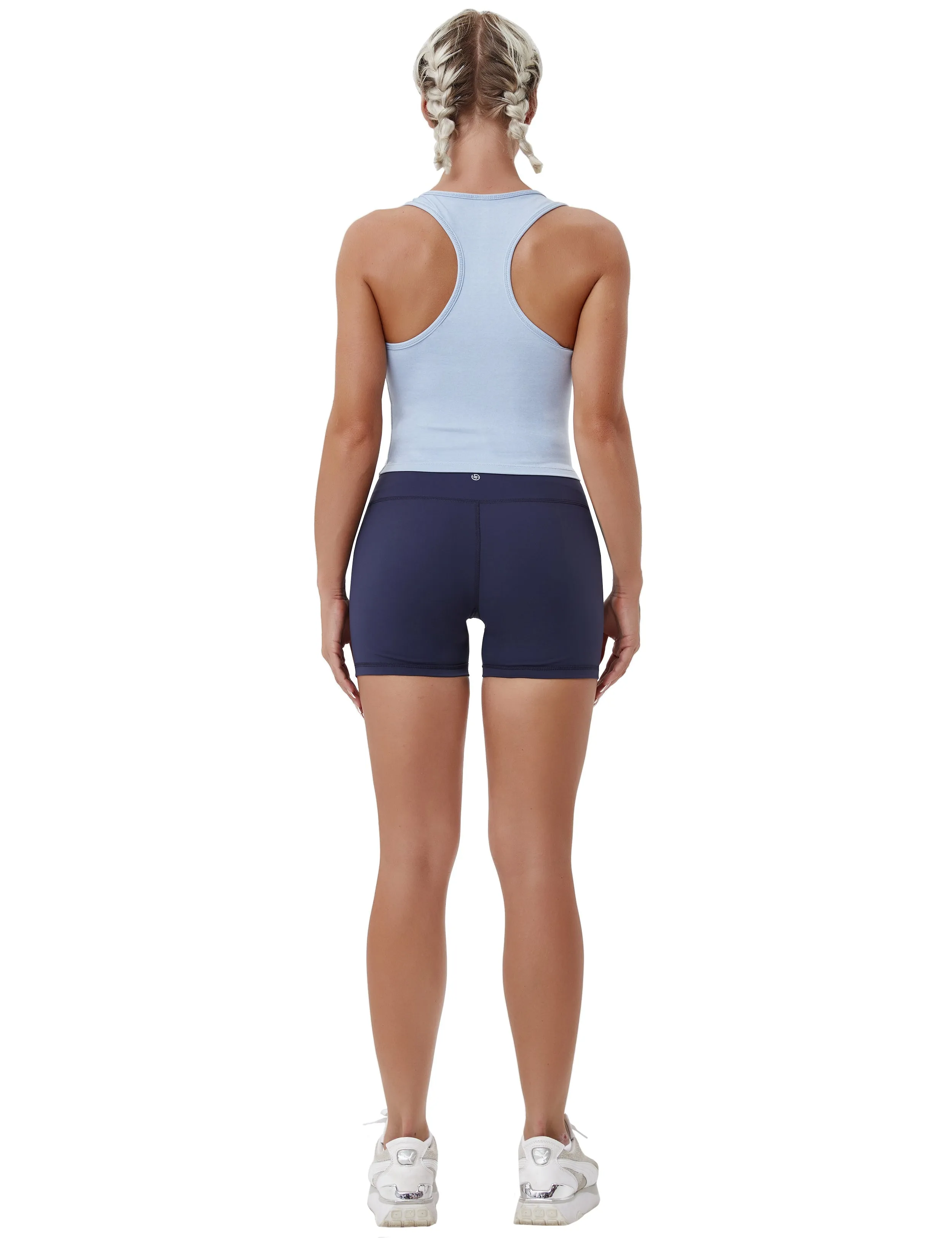 Racerback Athletic Crop Tank Tops heatherblue_Tall Size
