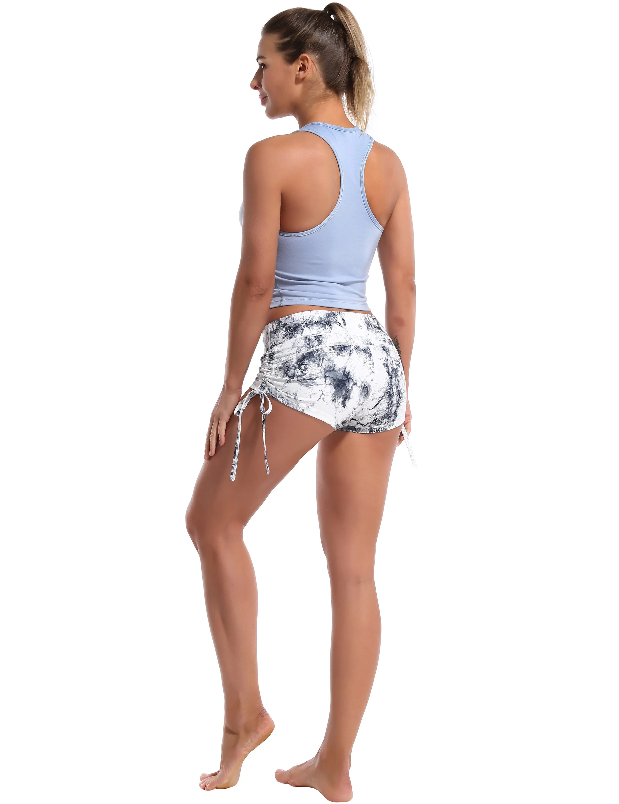 Racerback Athletic Crop Tank Tops heatherblue_Tall Size