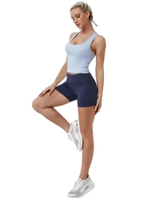 Racerback Athletic Crop Tank Tops heatherblue_Tall Size