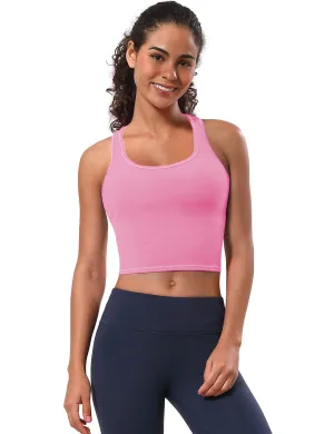 Racerback Athletic Crop Tank Tops lightpink_Tall Size