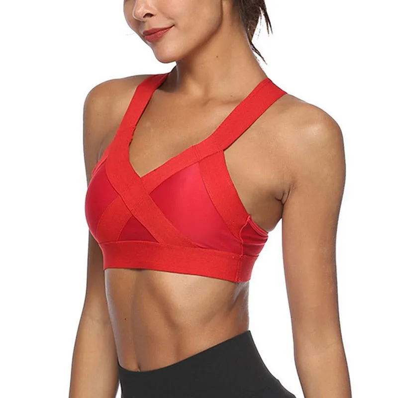 Sexy Mesh Breathable Push Up Nylon Sports Bra For Women
