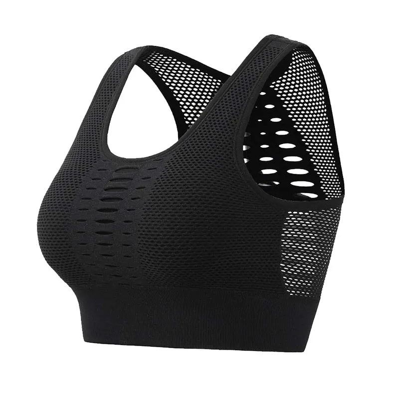 Sexy Mesh Breathable Push Up Nylon Sports Bra For Women