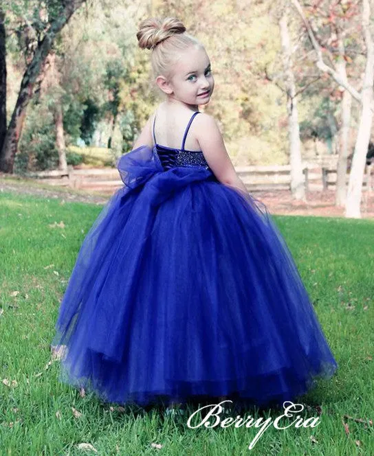 Spaghetti Lovely Beaded Tulle Flower Girl Dresses